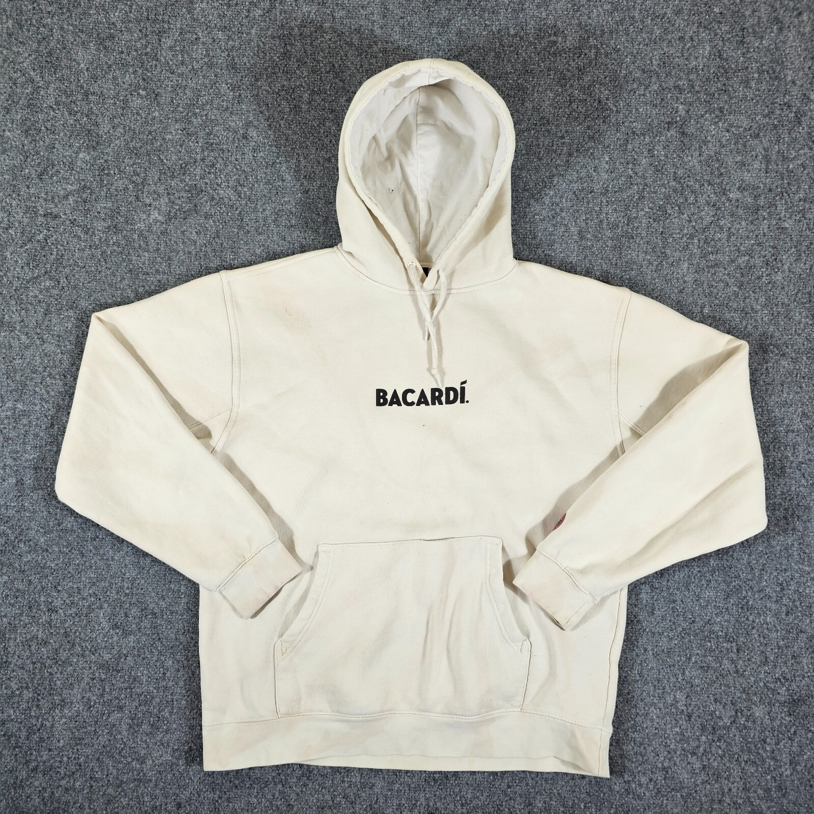 Y2k Official Bacardi Liquor Graphic Hooded Sweatshirt White Men's Size Large